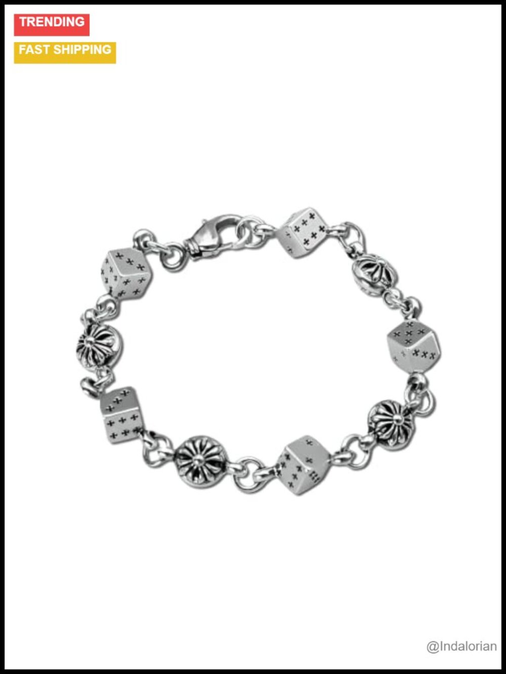 Vintage Dice Chain Bracelet Adjustable Unisex Stackable Fashion Jewelry Gift